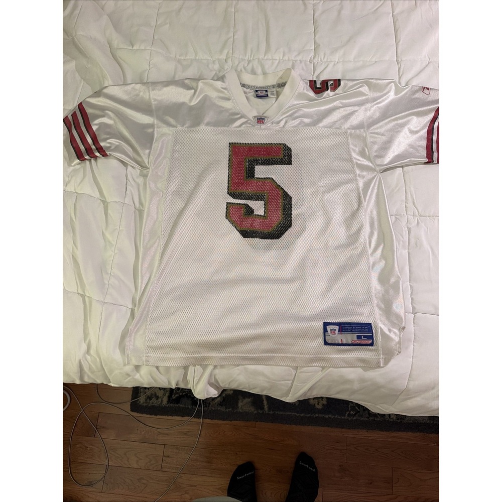 Jeff Garcia 5 Jersey Mens Large White NFL Football Reebok On Field Mesh